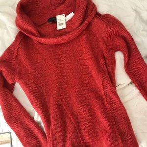 BRAND NEW rust/red cowl neck sweater - size medium